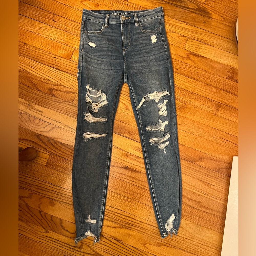 American Eagle - “Next Level Stretch” distressed high waisted skinny jeans